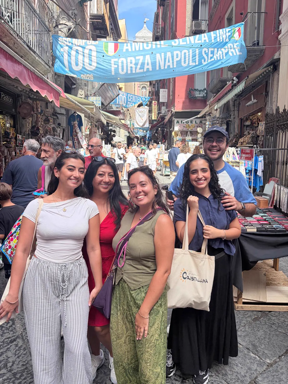Travellers from the first Riviera Cristallina Experience walking through Naples
